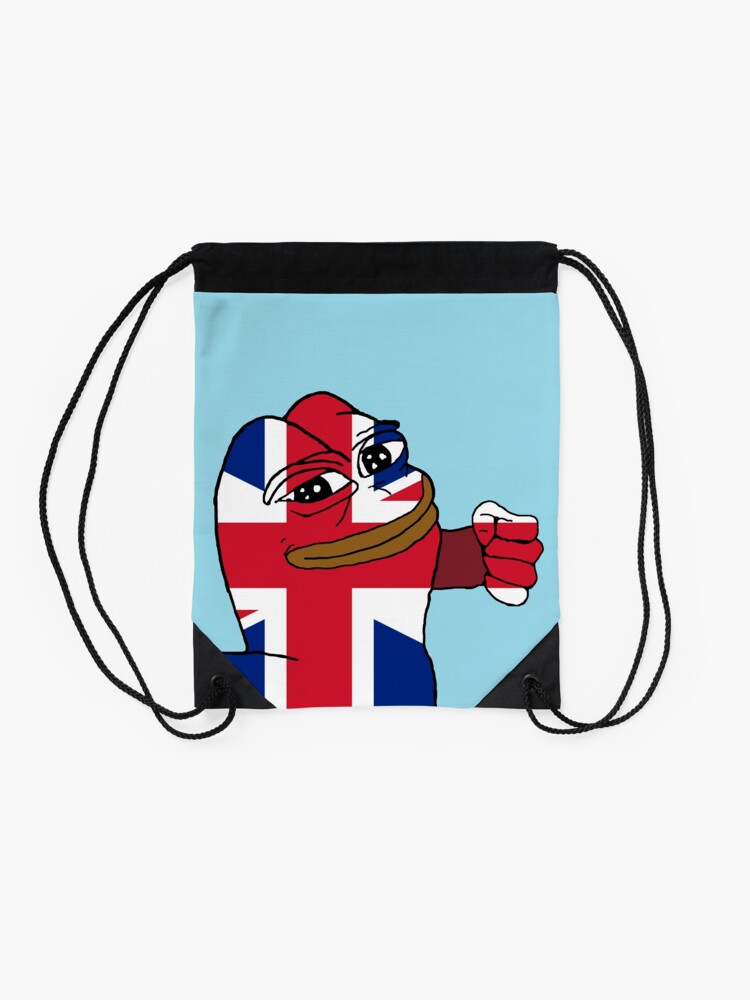 Punching Pepe United Kingdom Drawstring Bag For Sale By Meme