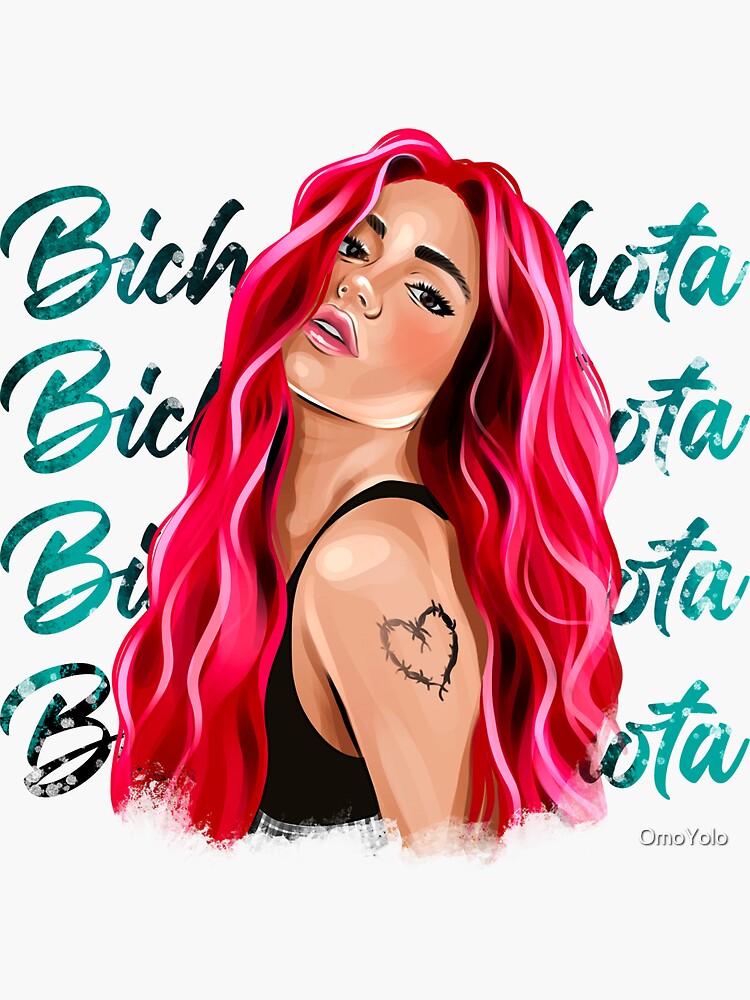 New Look Karol G With Red Hair Illustration With Bichota Words On The