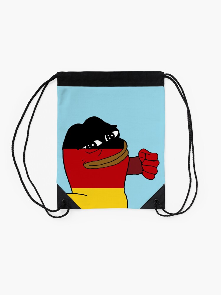 Punching Pepe Germany Drawstring Bag By Meme Magician Redbubble