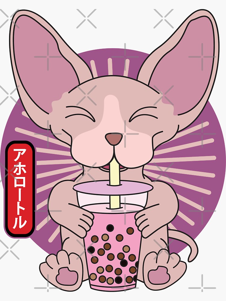 Sphynx Cat Drinking Bubble Boba Tea Kawaii Sticker For Sale By Nq