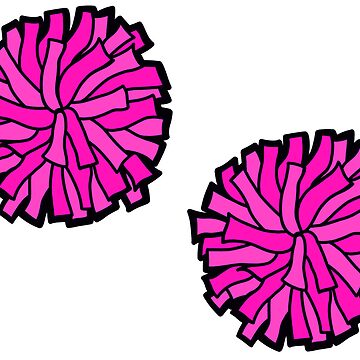 Pom Poms Hot Pink Sticker For Sale By Crystalcreative Redbubble