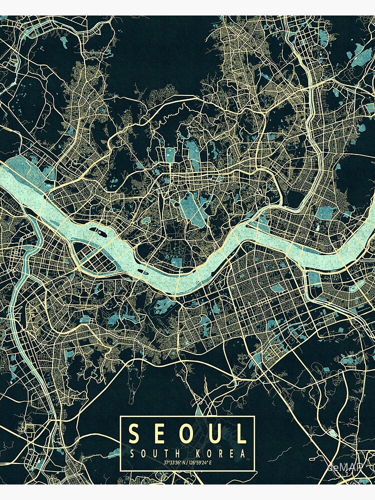 Seoul City Map Of South Korea Summer Poster For Sale By DeMAP