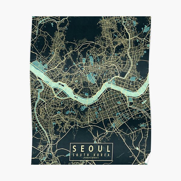 Seoul City Map Of South Korea Summer Poster For Sale By DeMAP