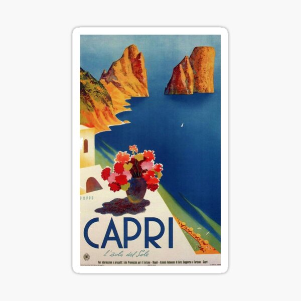 Vintage Capri Italy Travel Poster Sticker For Sale By Scmitbernardo