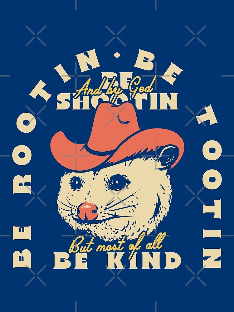 Rootin Tootin Shootin Possum Cowboy Advice Dark Bg Red Space