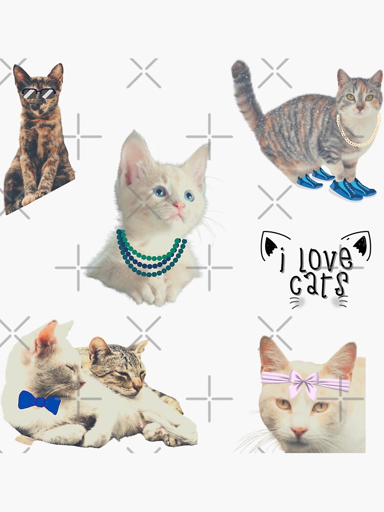 I Love Cats Sticker Pack Set 1 Sticker For Sale By VanityMarks