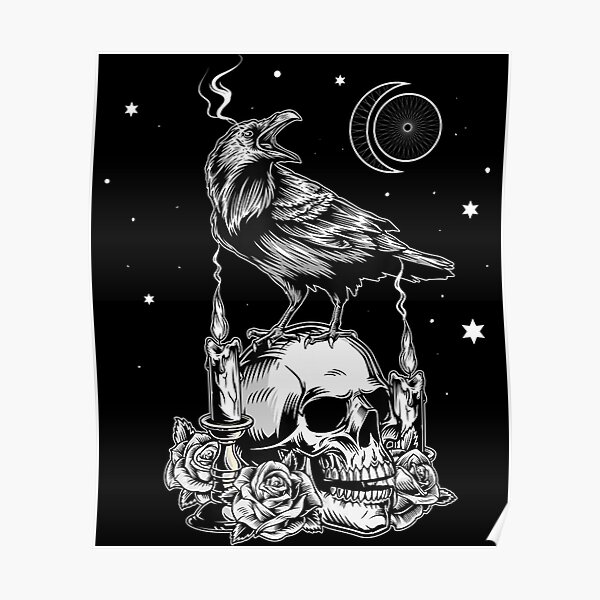 Black Crow Raven Skull Viking Norse Occult Gothic Poster For Sale By