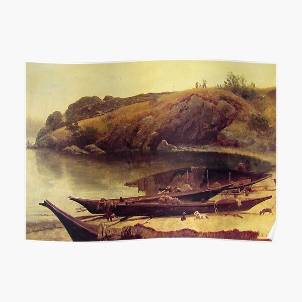 Albert Bierstadt Canoes Landscape Oil Painting Fine Art Poster For