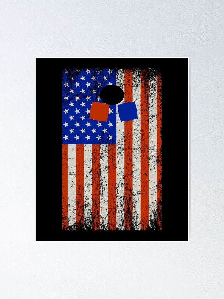 American Flag Cornhole Bean Bag Toss Lawn Game Poster For Sale By