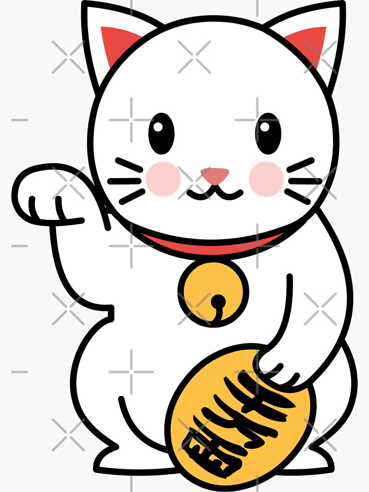 Japanese Cute Cat Kawaii Maneki Neko Sticker For Sale By Kataclysma