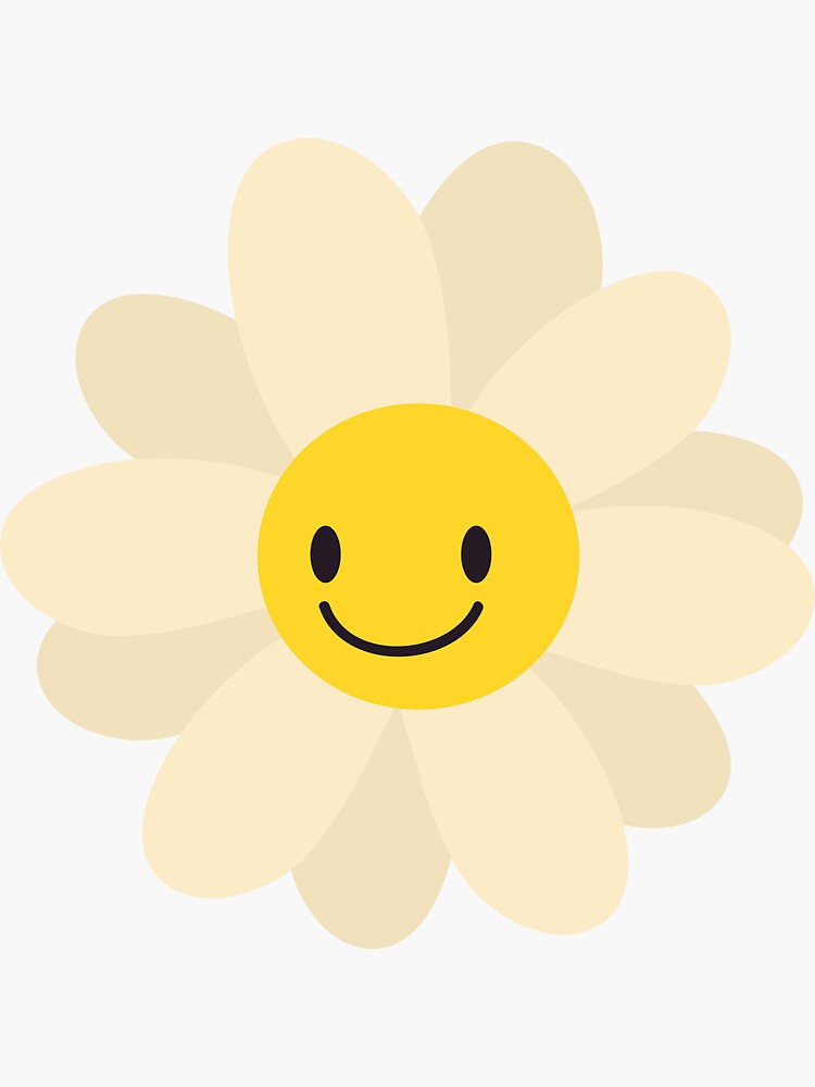 Cute Bright Happy Daisy Flower Sticker For Sale By FontRR Redbubble