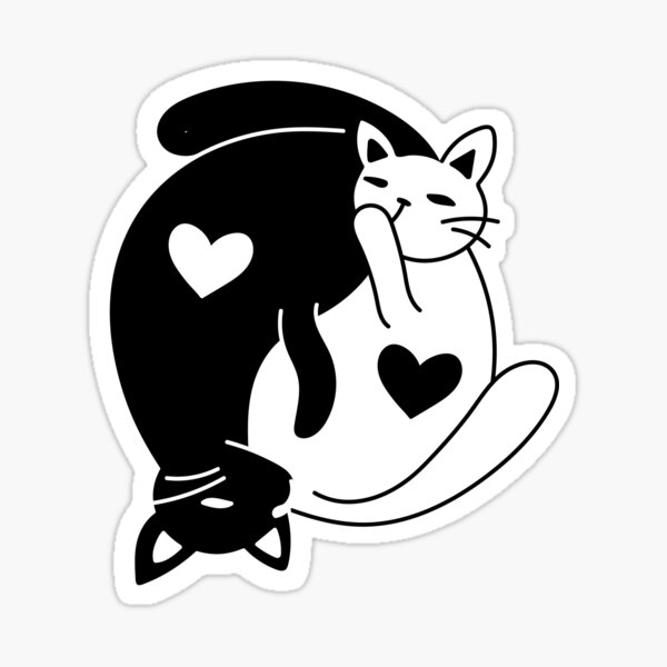 Yin Yang Cats Sticker For Sale By Bashar Alhallak Redbubble