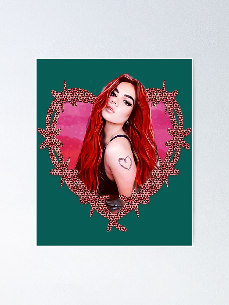 Karol G With Red Hair Illustration With Bichota Poster For Sale By