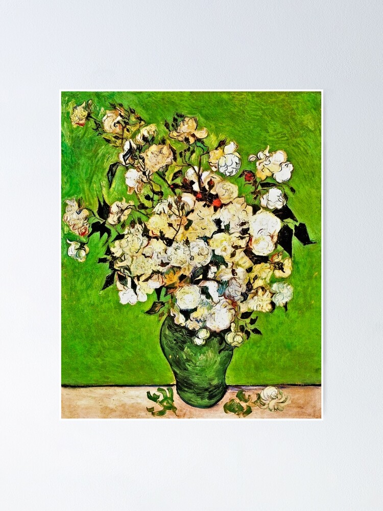 Still Life With Pink Roses In A Vase By Vincent Van Gogh Poster For