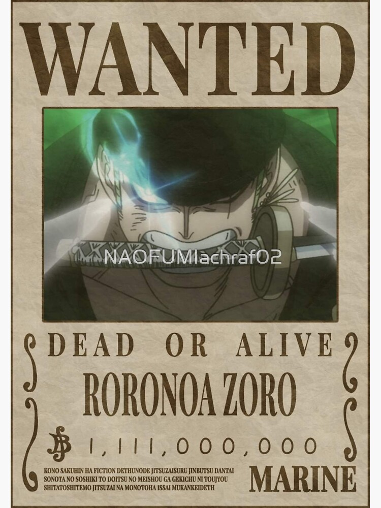 Zoro New Bounty After Wano Sticker For Sale By