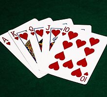 Poker Hands - Royal Flush Hearts Suit by luckypixel