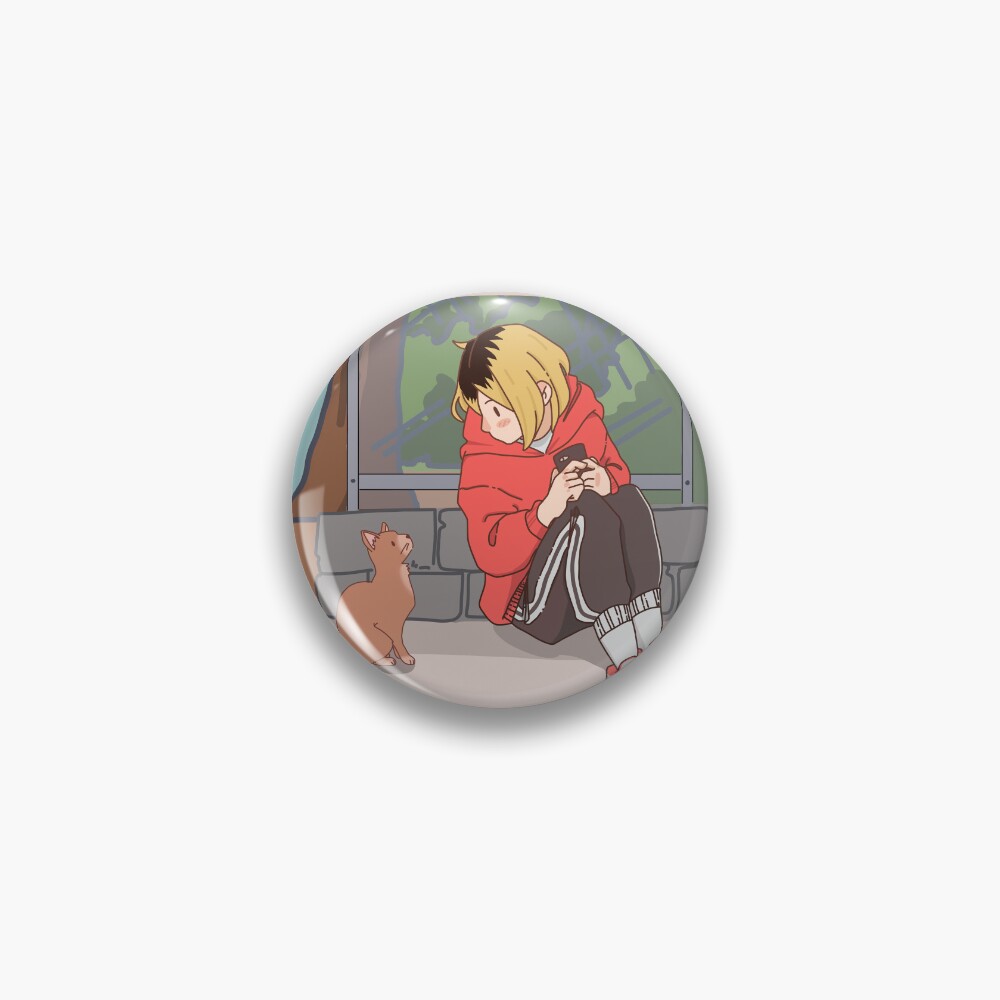 Kenma With A Cat Haikyu Nekoma High Simple Cute Anime Design Pin