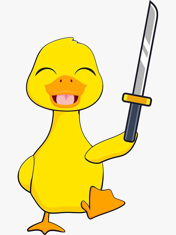 Duck With A Sword Duck Holding Knife Sticker For Sale By Pandamind