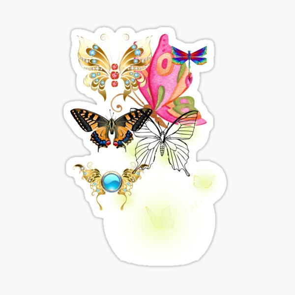 Gold Butterfly Sticker For Sale By Yokoe12 Redbubble