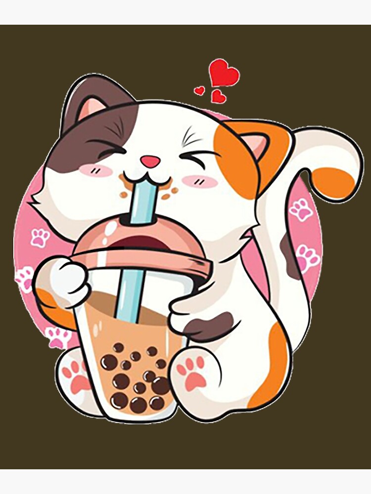 Cat Boba Tea Bubble Tea Anime Kawaii Neko Art Print For Sale By