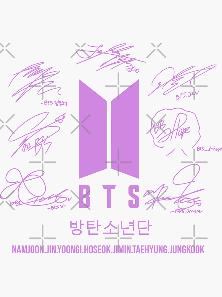 Bts Signatures Purple Sticker For Sale By Premparekh Redbubble