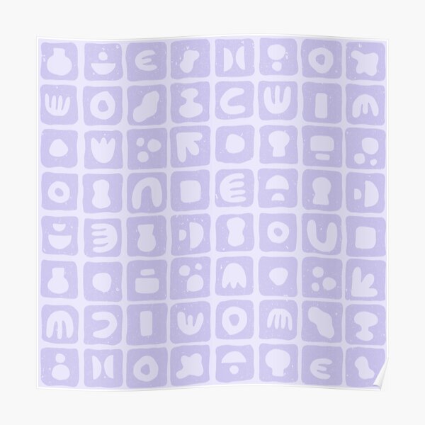 Y2K Danish Pastel Abstract Shape Checkerboard Pattern Poster For Sale