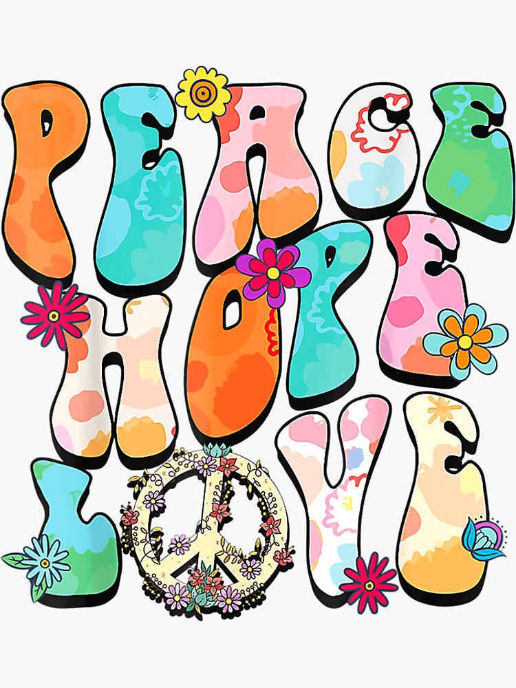 Peace Sign Love S S Tie Dye Hippie Halloween Costume Sticker For