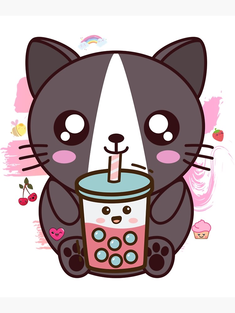 Katze Boba Tea Bubble Tea Anime Kawaii Neko Poster Von Mortimerbenedi