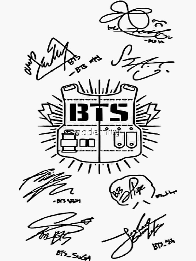 Bts Signatures Sticker For Sale By Modernitymerch Redbubble