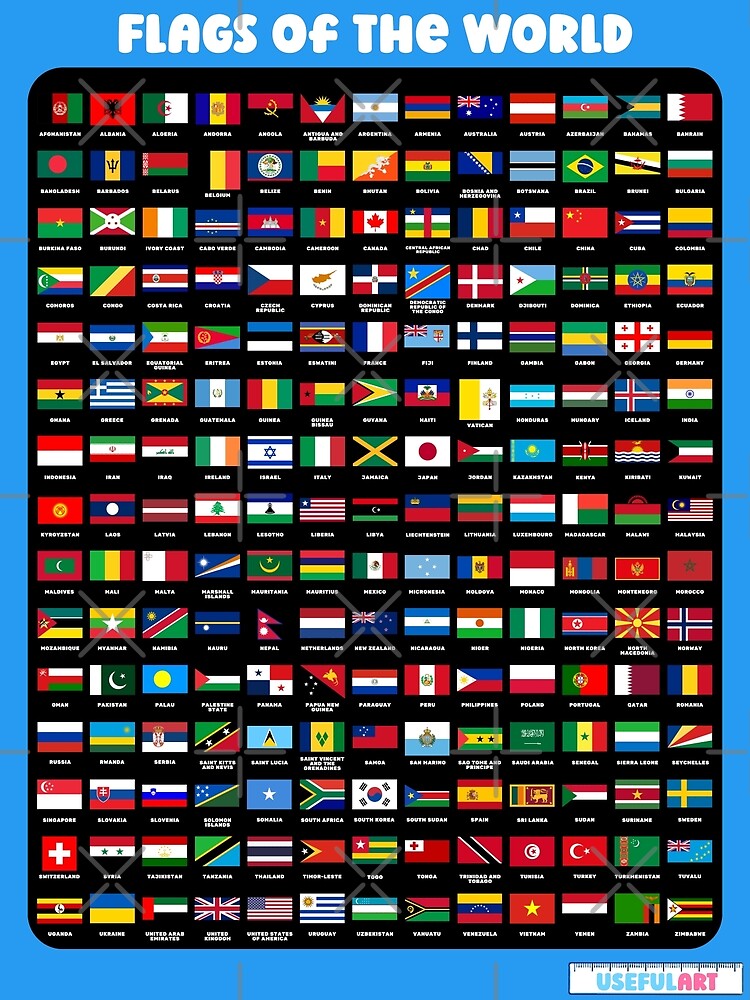 Flags Of The World With Names Premium Matte Vertical Poster Sold By Ian