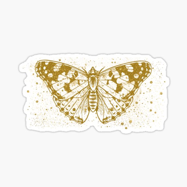 Glitter Gold Glitter Butterfly Sticker For Sale By Caramaydesign