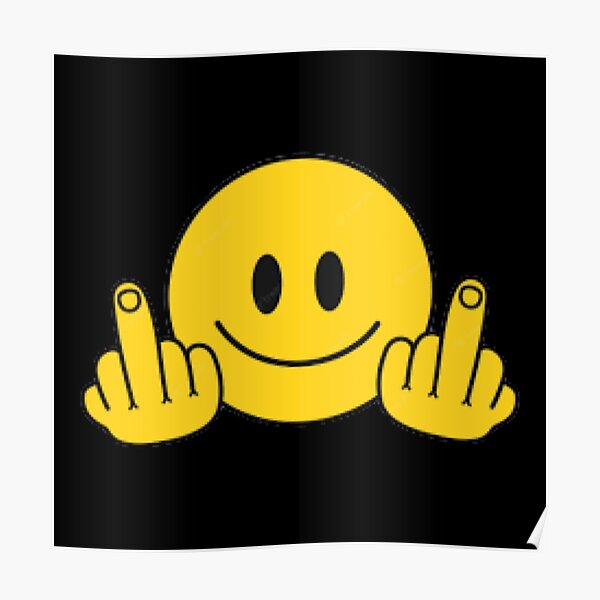 Fuck You Emoji Double Fingers Poster For Sale By Petsmate Redbubble