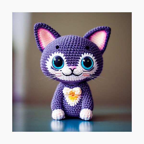 Lámina fotográfica Linda colección original de Amigurumi Kitten de