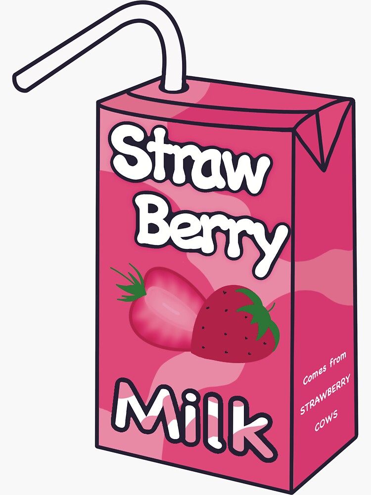 Strawberry Milk Juice Box Sticker For Sale By Lemonpanic Redbubble