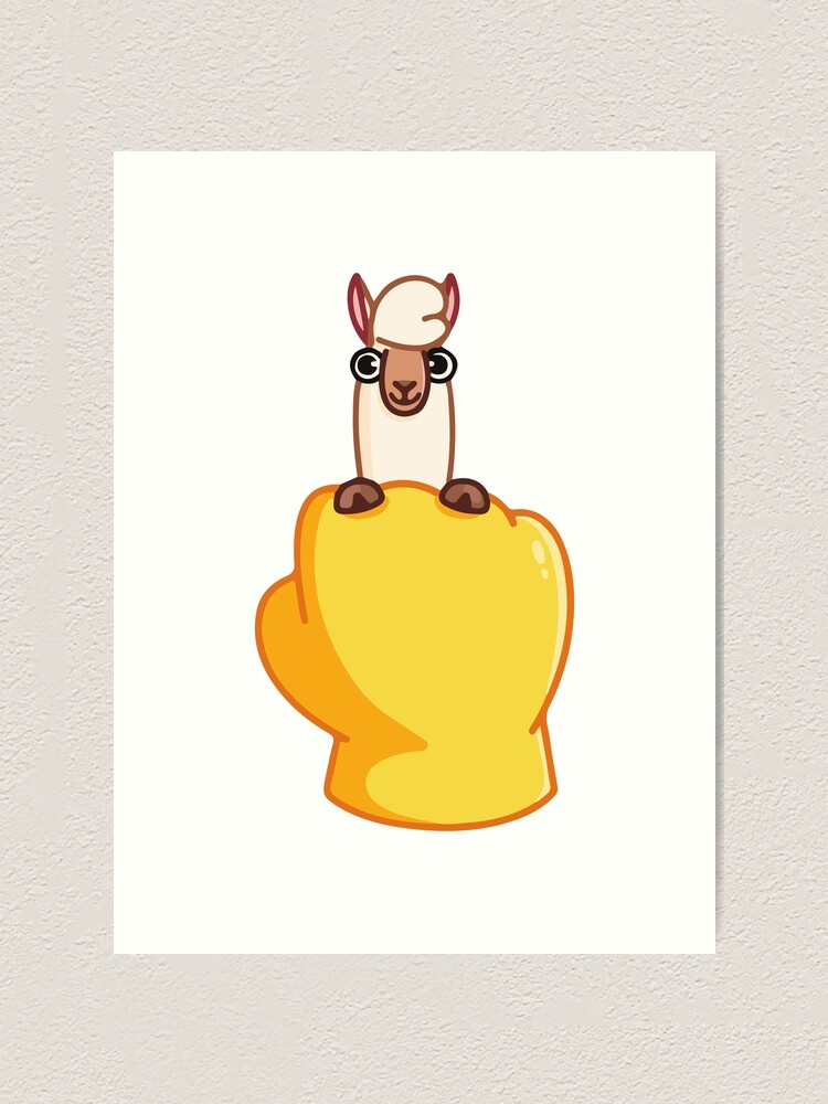 Fuck You Hand Llama Emoji Art Print For Sale By Bolkibox Redbubble