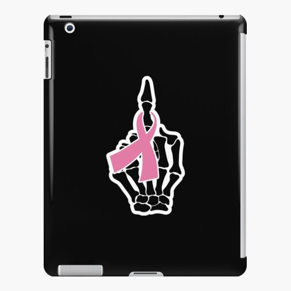 Fuck Breast Cancer Skeleton Hand Bone Hands Middle Finger Text Pink