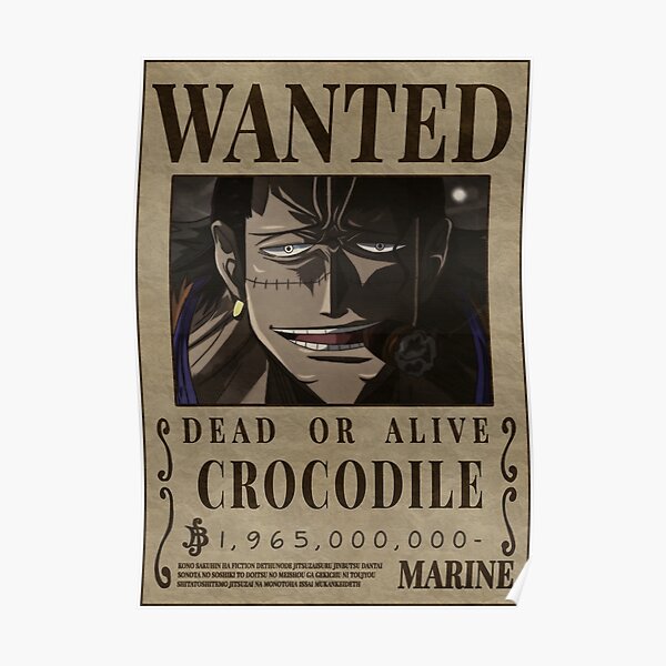 Sir Crocodile Wanted One Piece Mr 0 Cross Guild Bounty Poster Poster