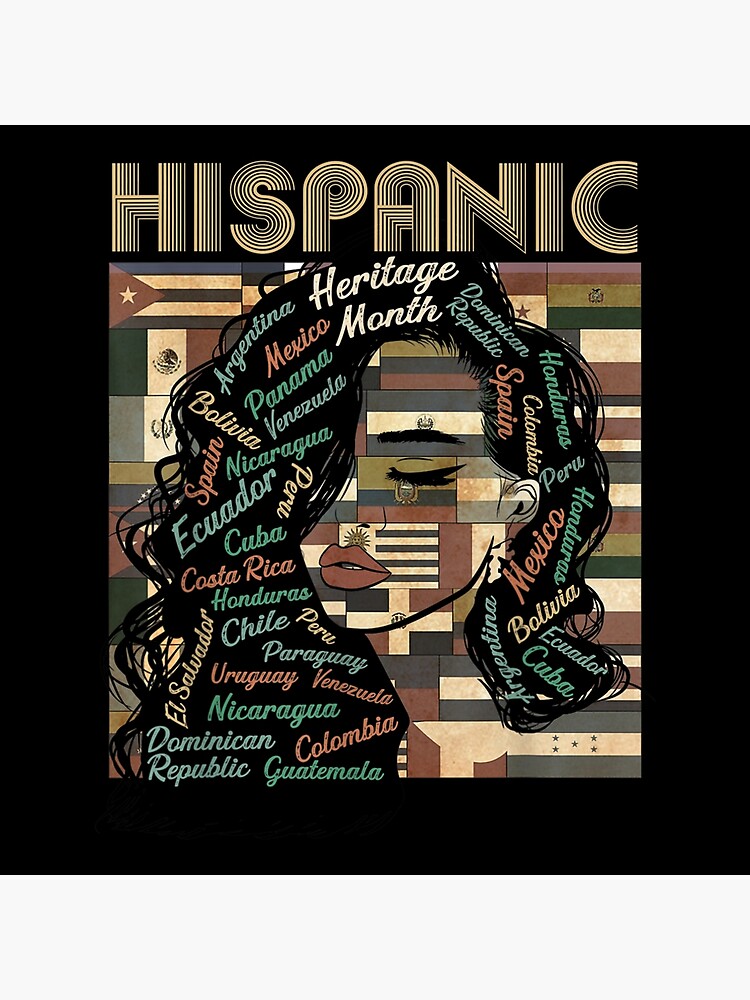 Latina Woman Art Hispanic Heritage Month Latin Country Flags Poster