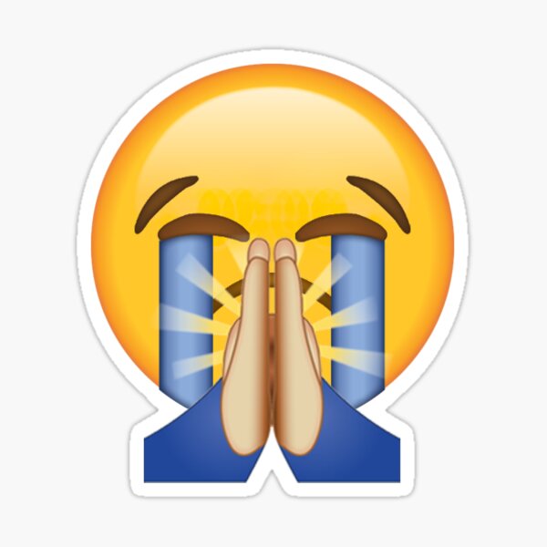 Please Pray Hands Secret Emoji Funny Internet Meme Sticker For Sale