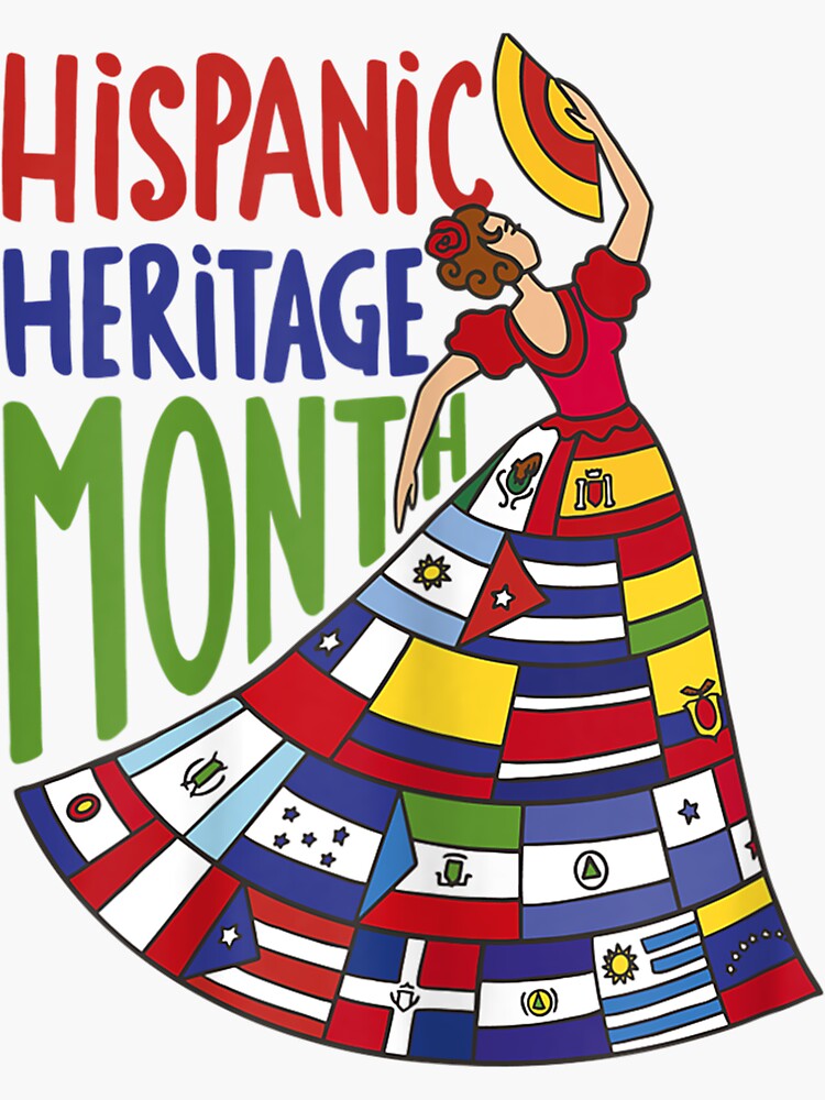 Womens Woman With Latin Country Flags Hispanic Heritage Month Sticker