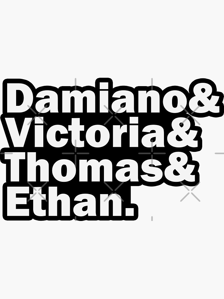 Maneskin Band Members Names Damiano Victoria Thomas Ethan White Sticker For Sale By