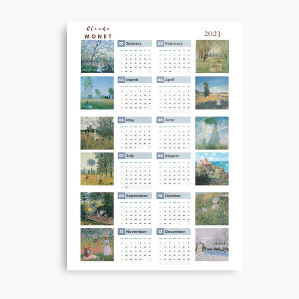 Monet Wall Calendar One Page Wall Calendar Calendar