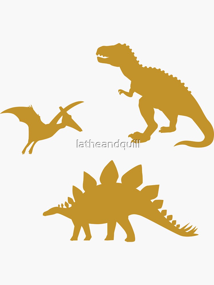 Minimalist Dinosaur In Bronze Sticker For Sale By Latheandquill