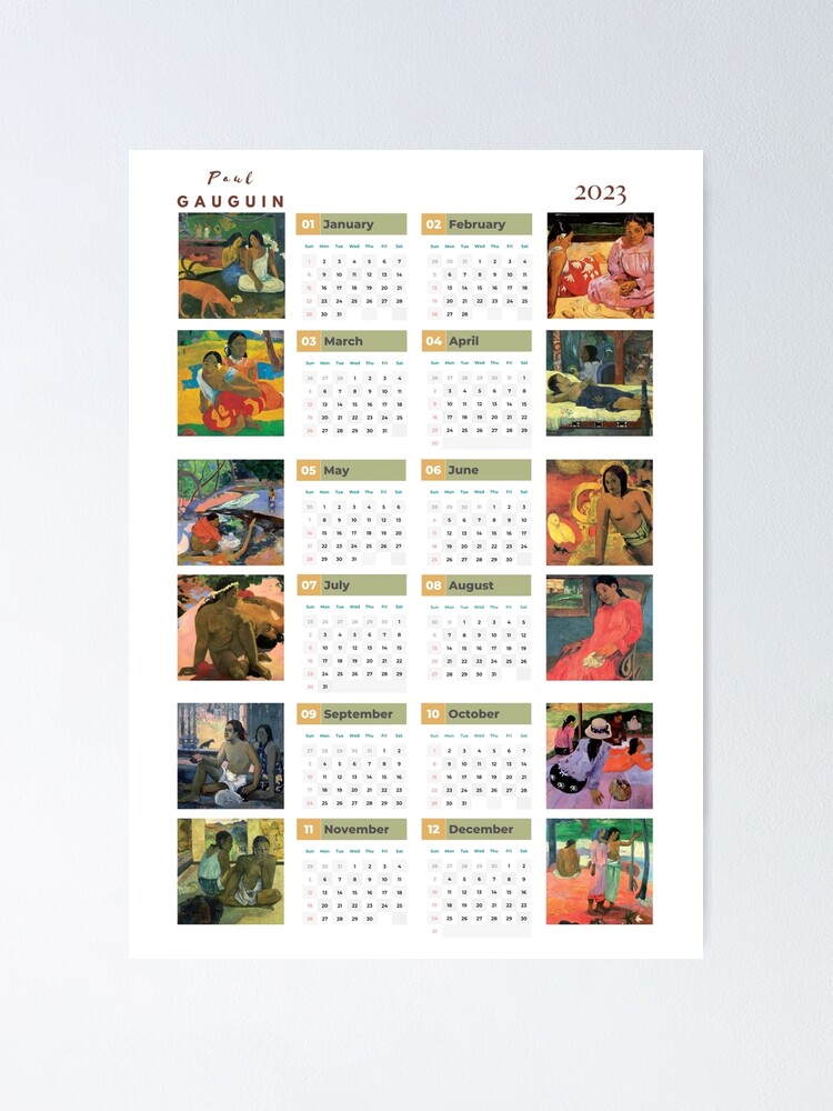 Paul Gauguin Calendar One Page Wall Calendar Calendar