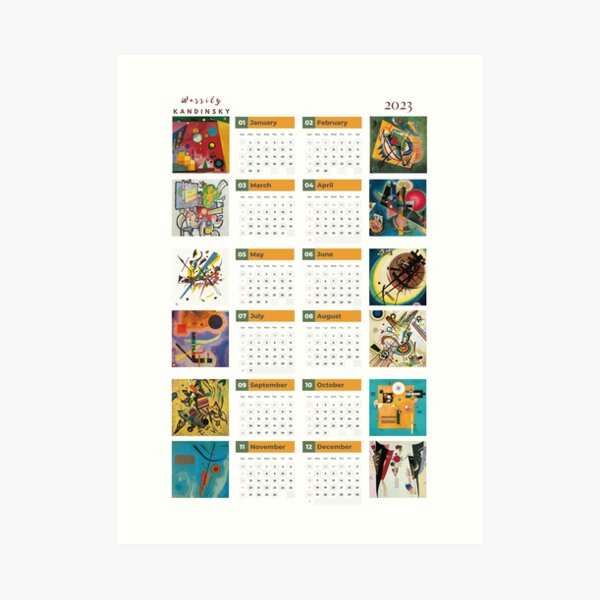 Kandinsky Calendar 2023 One Page Wall Calendar 2023 Wassily