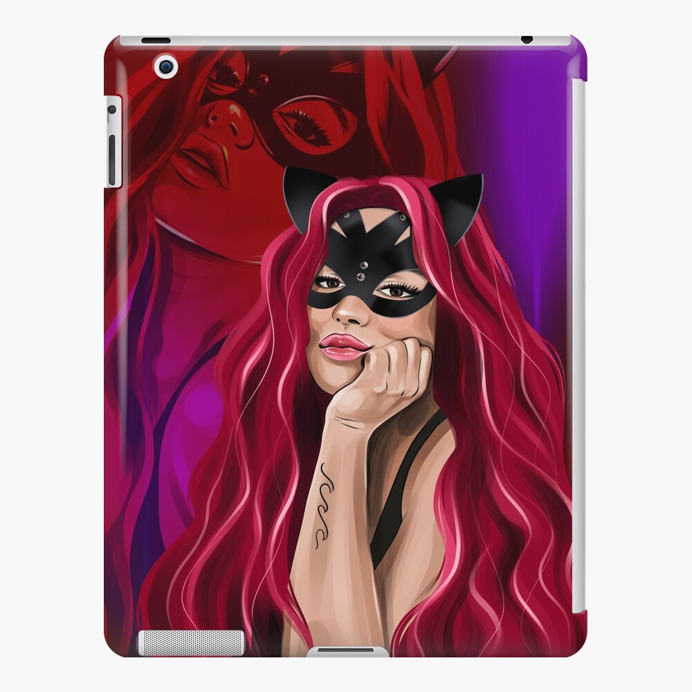 Karol G Gatubela With Red Hair Rectangle Purple Design IPad Case