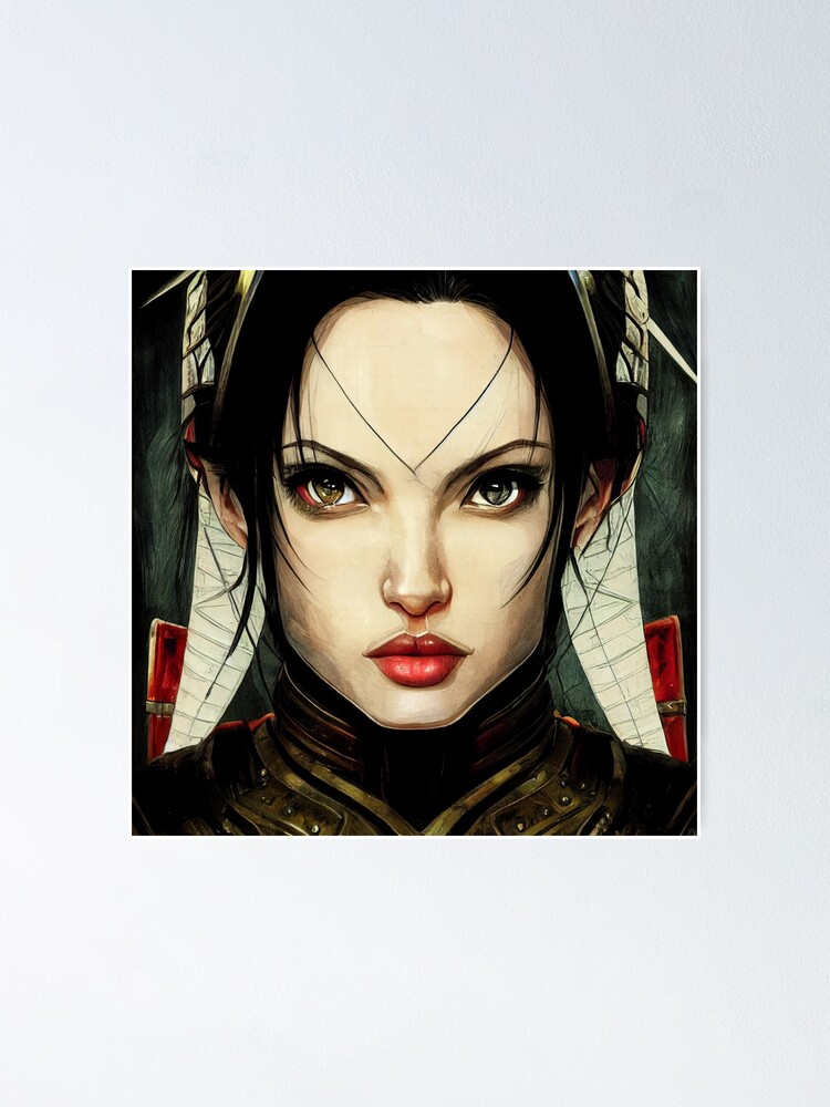 Angelina Jolie Anime Style Poster For Sale By Fallen Art Redbubble