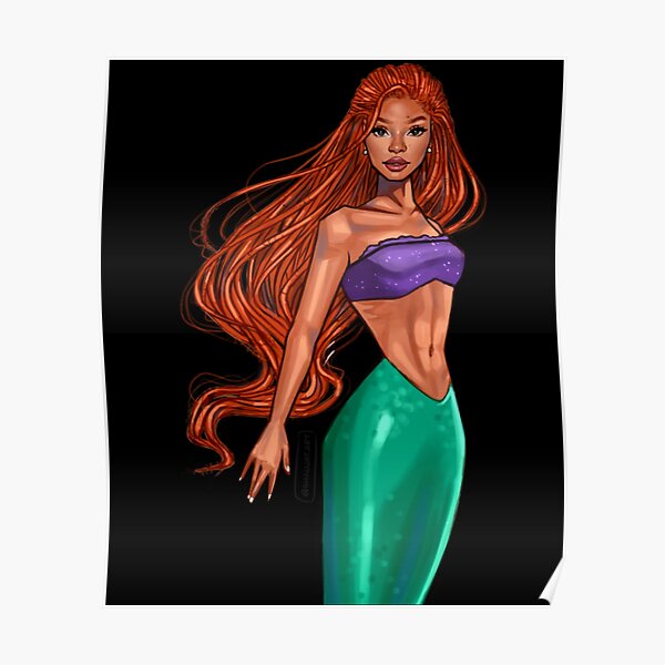 Arial Mermaid Drawing Illustration Hailey Poster For Sale By