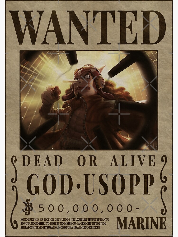 Usopp One Piece Wanted Bounty Poster God Usopp Poster For Sale By