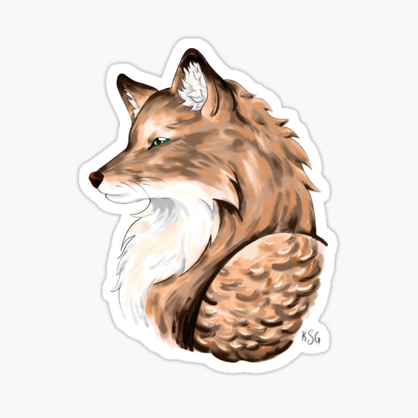 Fluffy Fox Sticker For Sale By Lady Lilac Redbubble